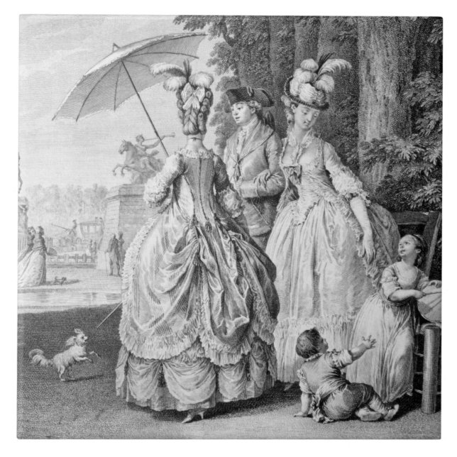 The Rendezvous at Marly, engraved by Carl Guttenbe Tile (Front)