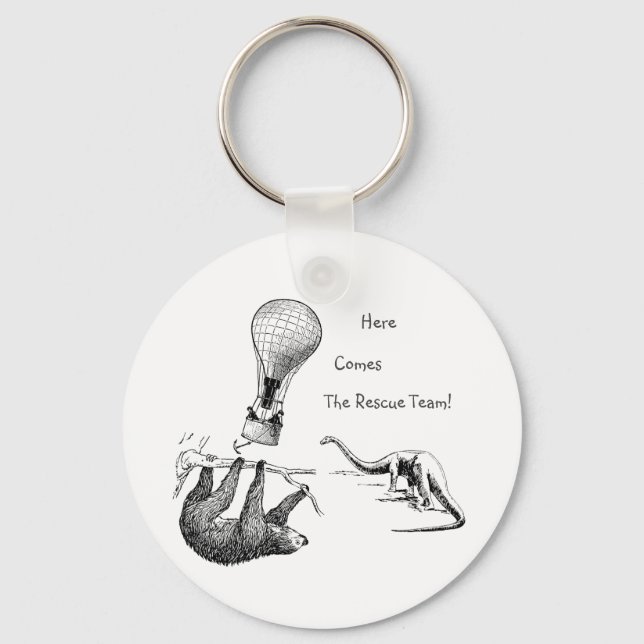 The Rescue Team (Sloth, Dinosaur)     Keychain (Front)