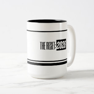 The Reset 2026 Minimal Black & White Two-Tone Coffee Mug