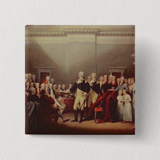 The Resignation of George Washington 2 Inch Square Button (Front)