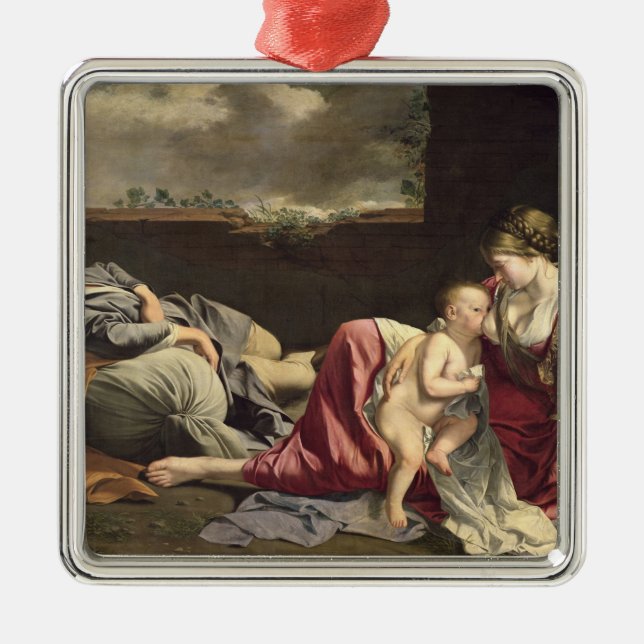 The Rest on the Flight into Egypt, 1628 Metal Ornament (Front)