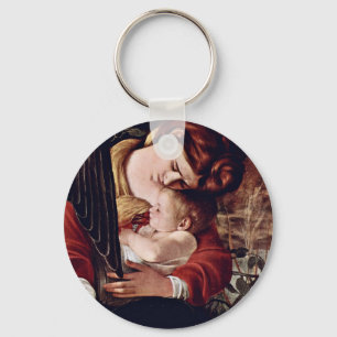 The Rest On The Flight Into Egypt By Michelangelo Keychain