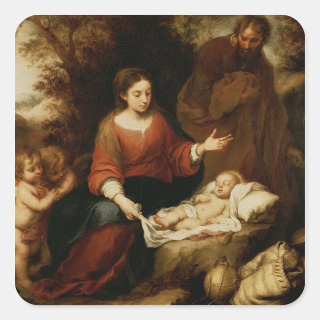 The Rest on the Flight into Egypt Square Sticker (Front)