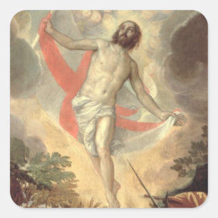The Resurrection of Christ (oil on canvas) Square Sticker