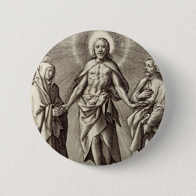 The Retreen Christ stands on a hill  2 Inch Round Button (Front)