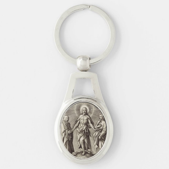 The Retreen Christ stands on a hill  Keychain (Front)