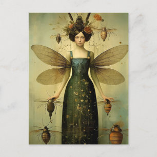 The Retro Insect Lady Creepy  Postcard