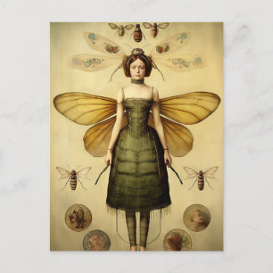 The Retro Insect Lady Creepy  Postcard