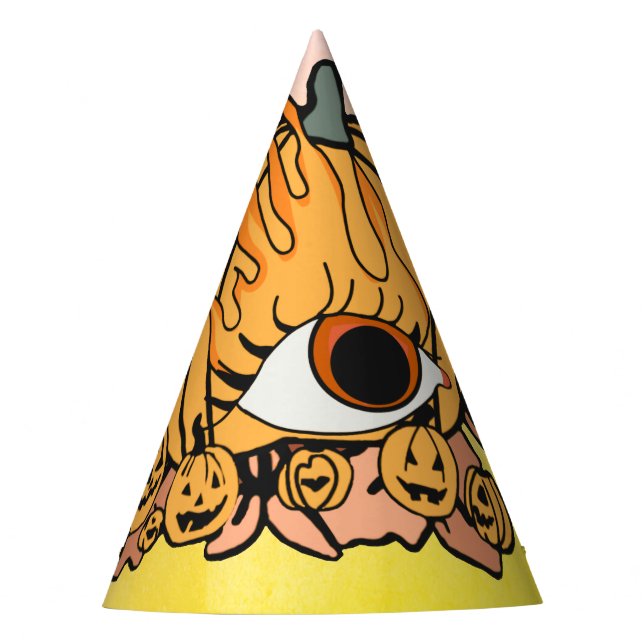 The Retro Pumpkin Flamed Eye Party Hat (Front)
