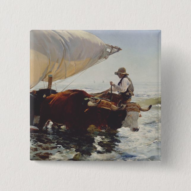 The Return from Fishing 2 Inch Square Button (Front)