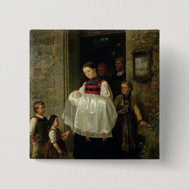 The Return from the Christening 2 Inch Square Button (Front)