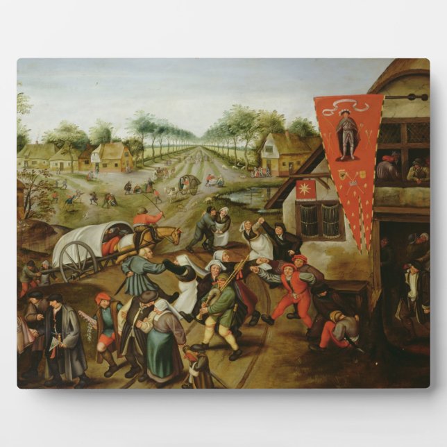 The Return from the Kermesse (oil on panel) Plaque (Front)