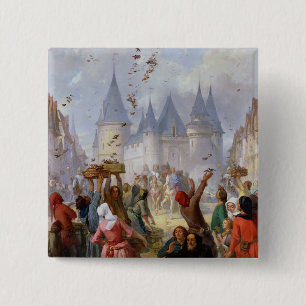 The Return of St. Louis and Blanche of Castille 2 Inch Square Button