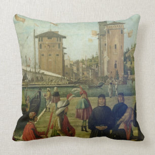 The Return of the Ambassadors, from the St. Ursula Throw Pillow