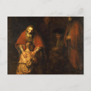 The Return of the Prodigal Son Painting Rembrant Postcard