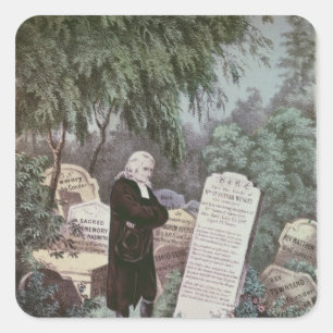 The Rev. John Wesley visiting his mother's grave Square Sticker