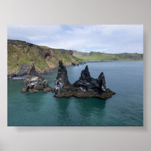 The Reynisdrangar rock formations in Iceland Poster