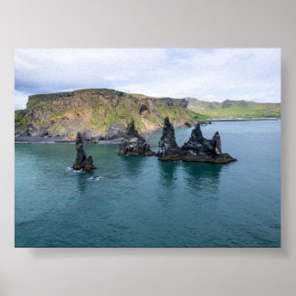 The Reynisdrangar rock formations in Iceland Poster