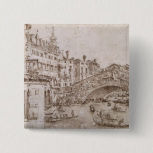 The Rialto Bridge, Venice 2 Inch Square Button