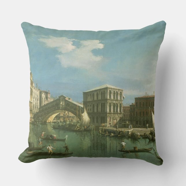 The Rialto Bridge, Venice Throw Pillow (Front)