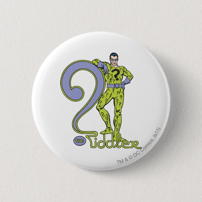 The Riddler & Logo Green 2 Inch Round Button (Front)