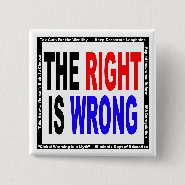The Right Is Wrong 2 Inch Square Button (Front)