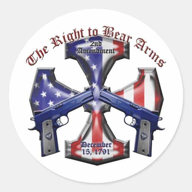 The Right To Bear Arms Classic Round Sticker (Front)