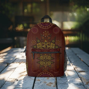 The righteousness protector of Geo tantrum mandala Printed Backpack
