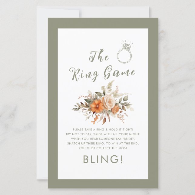The Ring Game Fall Floral Sage Bridal Shower Game (Front)