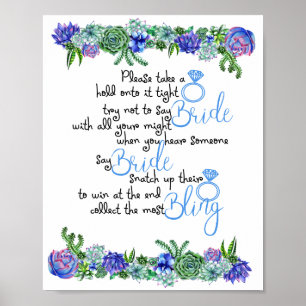 The Ring Game Succulent Bridal Shower Game Poster