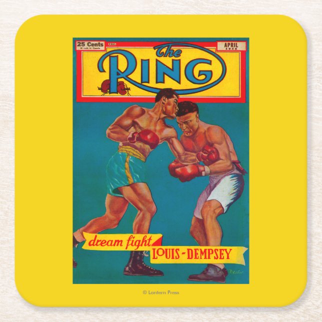 The Ring Magazine Cover Square Paper Coaster (Front)