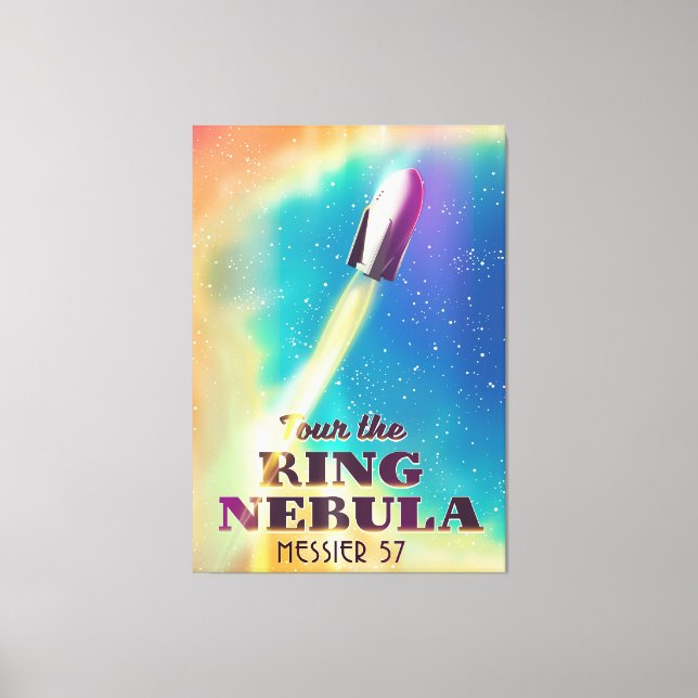 The Ring Nebula (Messier 57) Space travel poster. Canvas Print (Front)