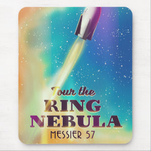 The Ring Nebula (Messier 57) Space travel poster. Mouse Pad