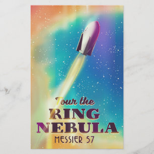 The Ring Nebula (Messier 57) Space travel poster. Stationery