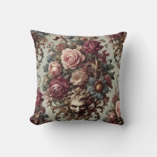 🌺 The Riot to Bloom – Gothic Baroque Floral  Throw Pillow