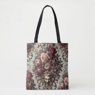 🌺 The Riot to Bloom – Gothic Baroque Floral Tote Bag
