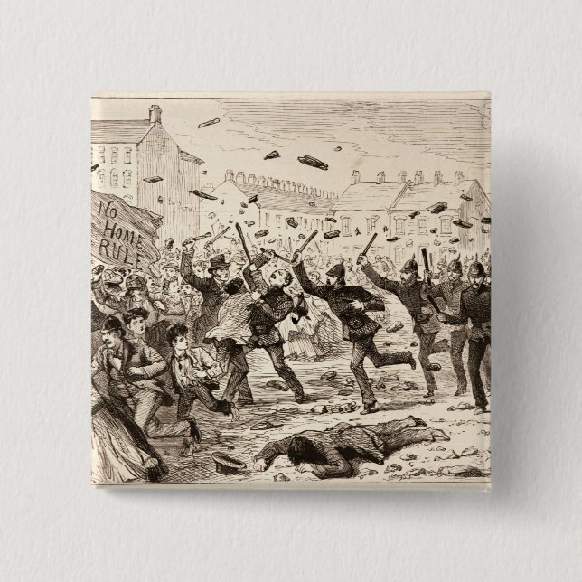 The Riots in Belfast 2 Inch Square Button (Front)