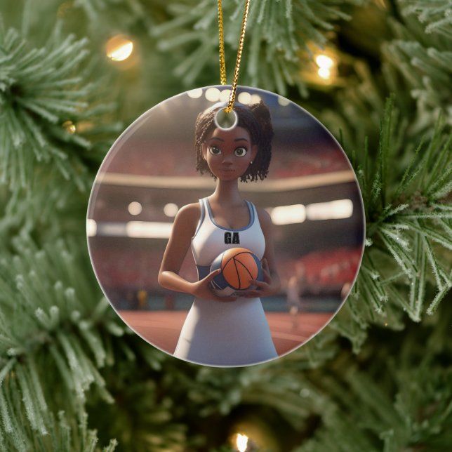 The Rise of the Brown-Skinned Netball Girl Ceramic Ornament (Tree)