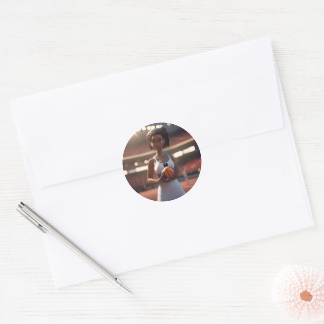 The Rise of the Brown-Skinned Netball Girl Classic Round Sticker (Envelope)