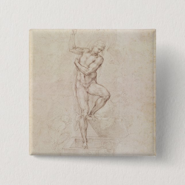 The Risen Christ 2 Inch Square Button (Front)