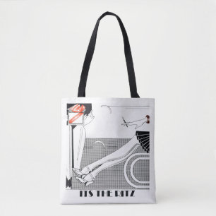 The Ritz 1920 Style Art Deco Design Black & White Tote Bag