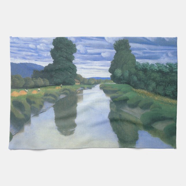 The River at Berville by Felix Vallotton, Fine Art Kitchen Towel (Horizontal)