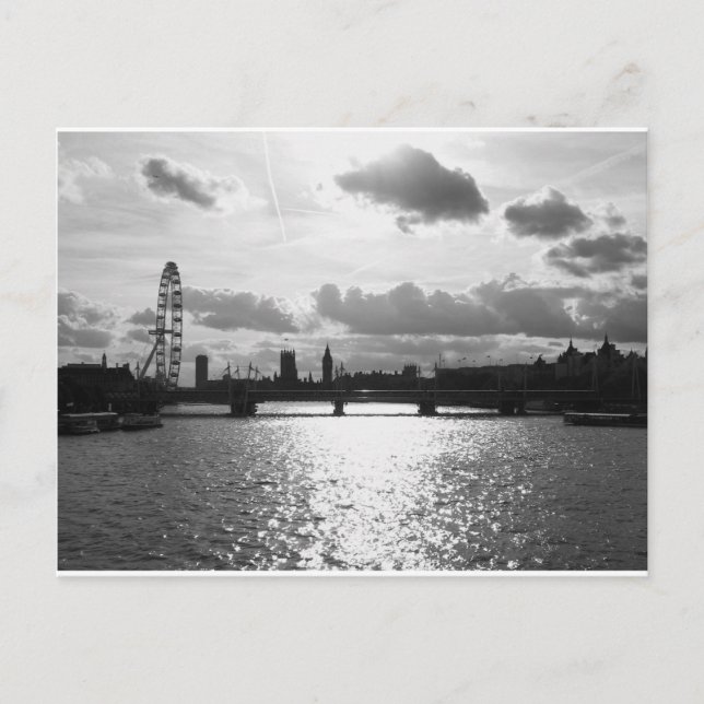 The River Thames and London mono Postcard (Front)