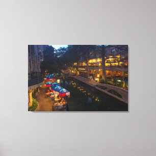The Riverwalk At Dusk In Downtown San Antonio Canvas Print