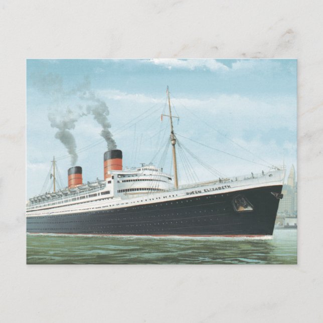 The RMS Queen Elizabeth Sailing Postcard (Front)