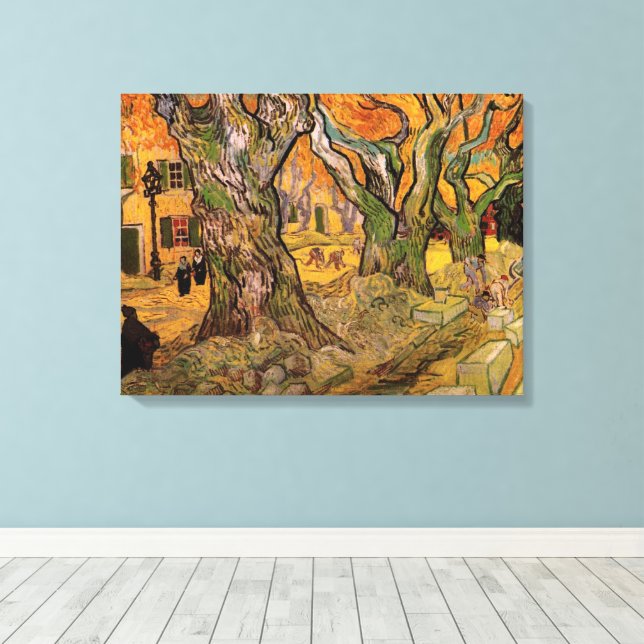 The Road Menders by Vincent van Gogh Canvas Print (Insitu(Wood Floor))