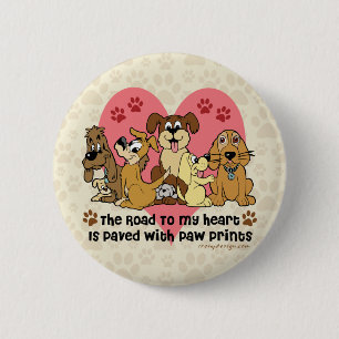The Road To My Heart Dog Paw Prints 2 Inch Round Button