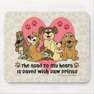The Road To My Heart Dog Paw Prints Mouse Pad