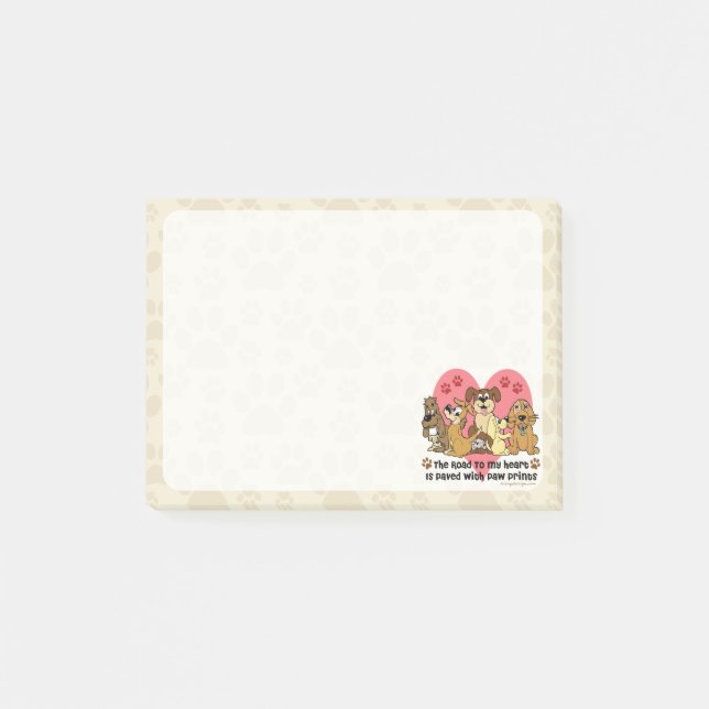 The Road To My Heart Dog Paw Prints Post-it Notes (Front)