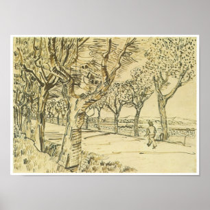 The Road to Tarascon with a Man Walking, Van Gogh Poster